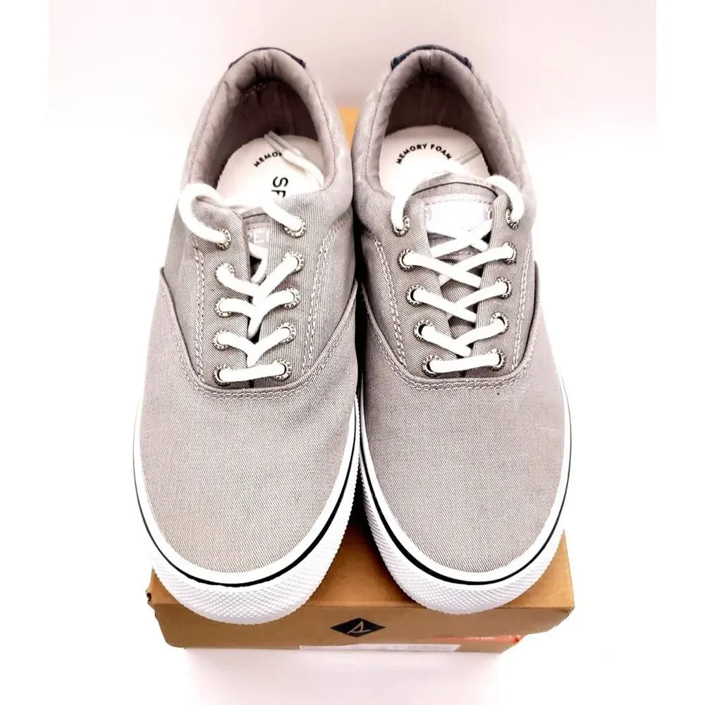 Sperry Halyard CVO Men's Gray Canvas Lace-Up Sneaker Memory Foam US 8.5